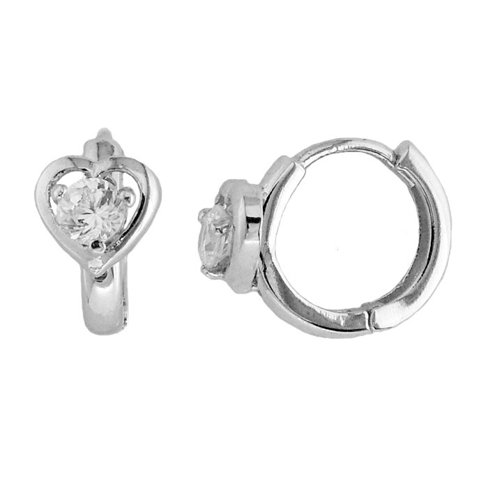 Solitaire Heart 9mm Baby / Toddler / Kids Earrings Hoop/Huggie Safety –  Jewels For My Precious
