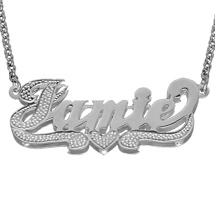 SNS355iL - Accented Classic Love Name Necklace | Large 56 mm