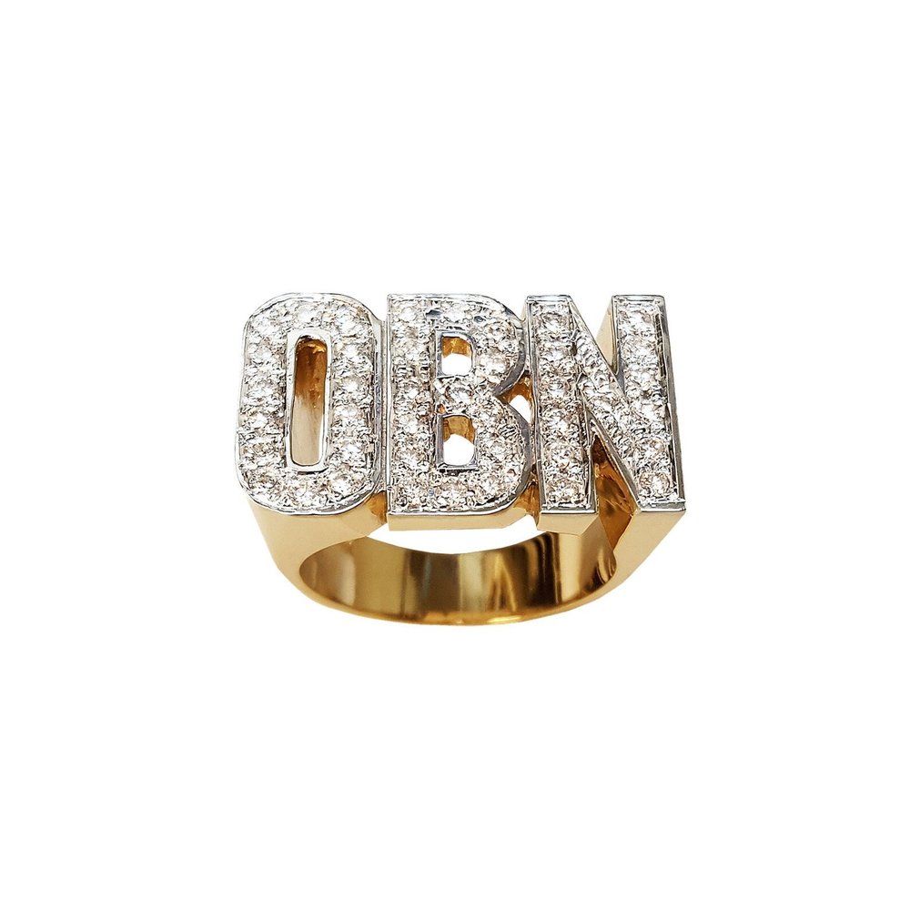 Silver N Style LEE133BD Personalized Name Ring in Solid Gold and  Diamonds Custom Block Letter Initial Ring Fine Jewelry More