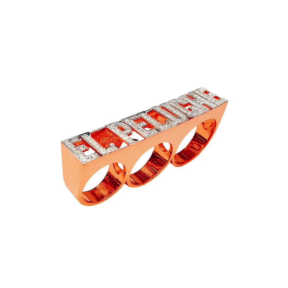 Silver N Style LEE133D-3 Custom Three Finger Name Ring in Solid Gold  Covered in Diamonds Custom Name Jewelry Fine Jewelry More