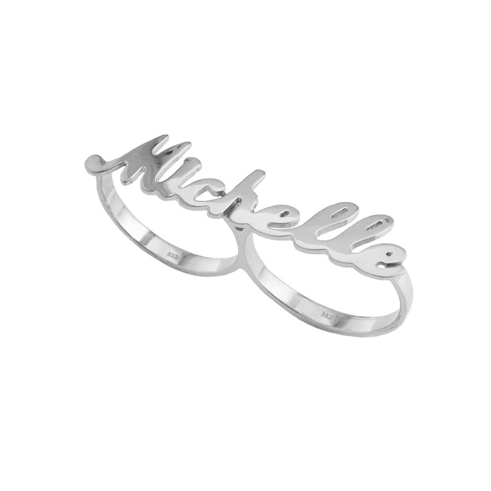 Engraved Couple Name Silver Ring | Silver Box Original