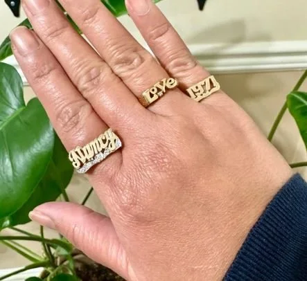 Silver N Style | LEE095D - Custom Name Ring in Solid Gold 10k of