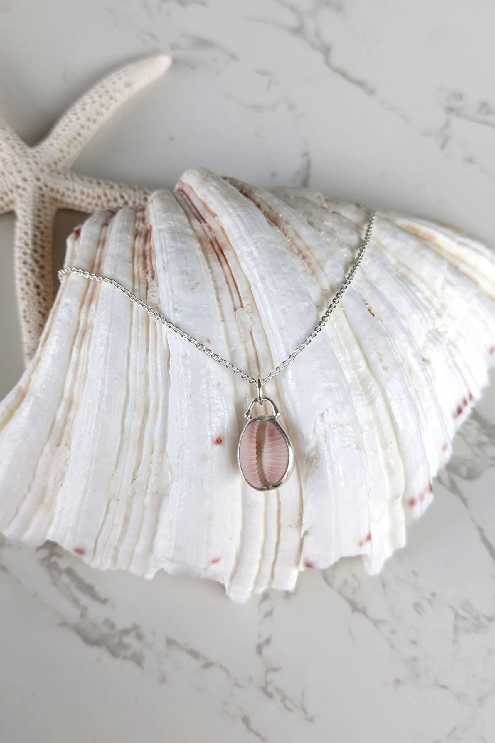 Peach Cowrie Shell Necklace