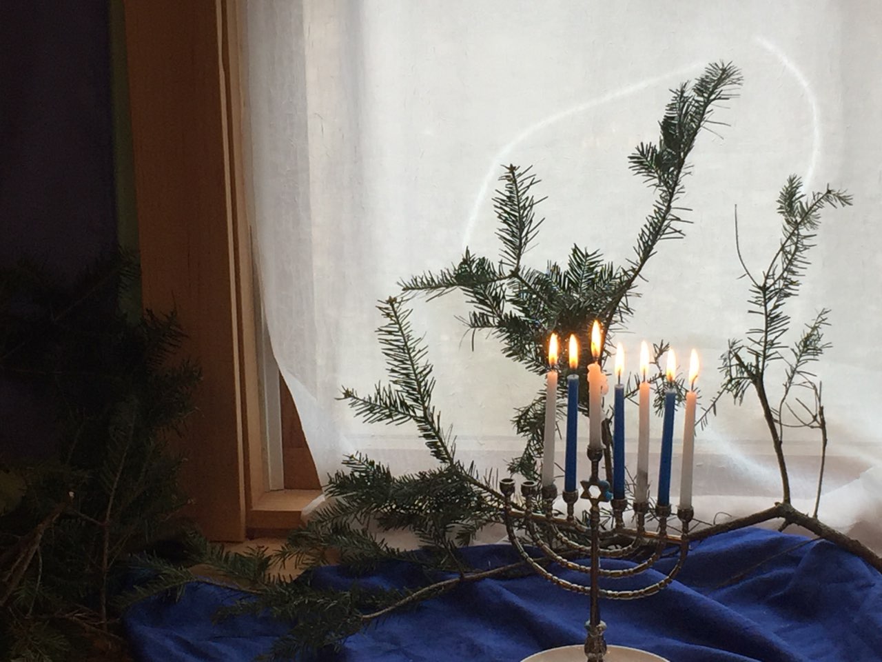 "On Hanukkah, the first dark night, light yourself a candle bright. I'll you, if you will me invite, to dance within that gentle light." — Nicholas Gordon