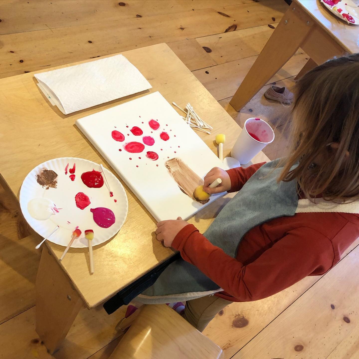 #lunarnewyear marks the end of the winter. Our #firstgraders painted cherry blossoms in anticipation of #Spring as the temperatures start to shift.