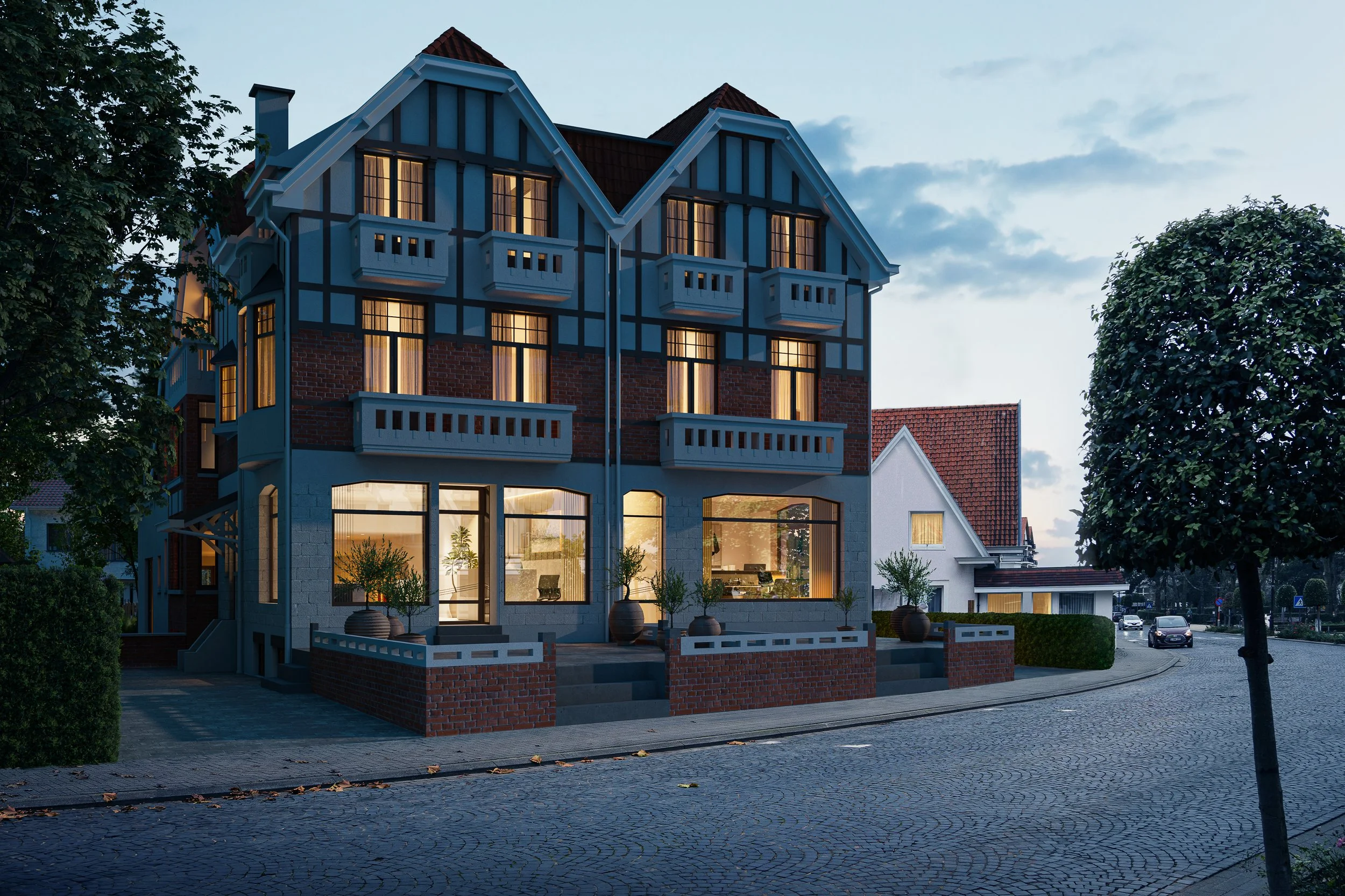 Restauration en reconversion to apartements and shops, Belgian Coast