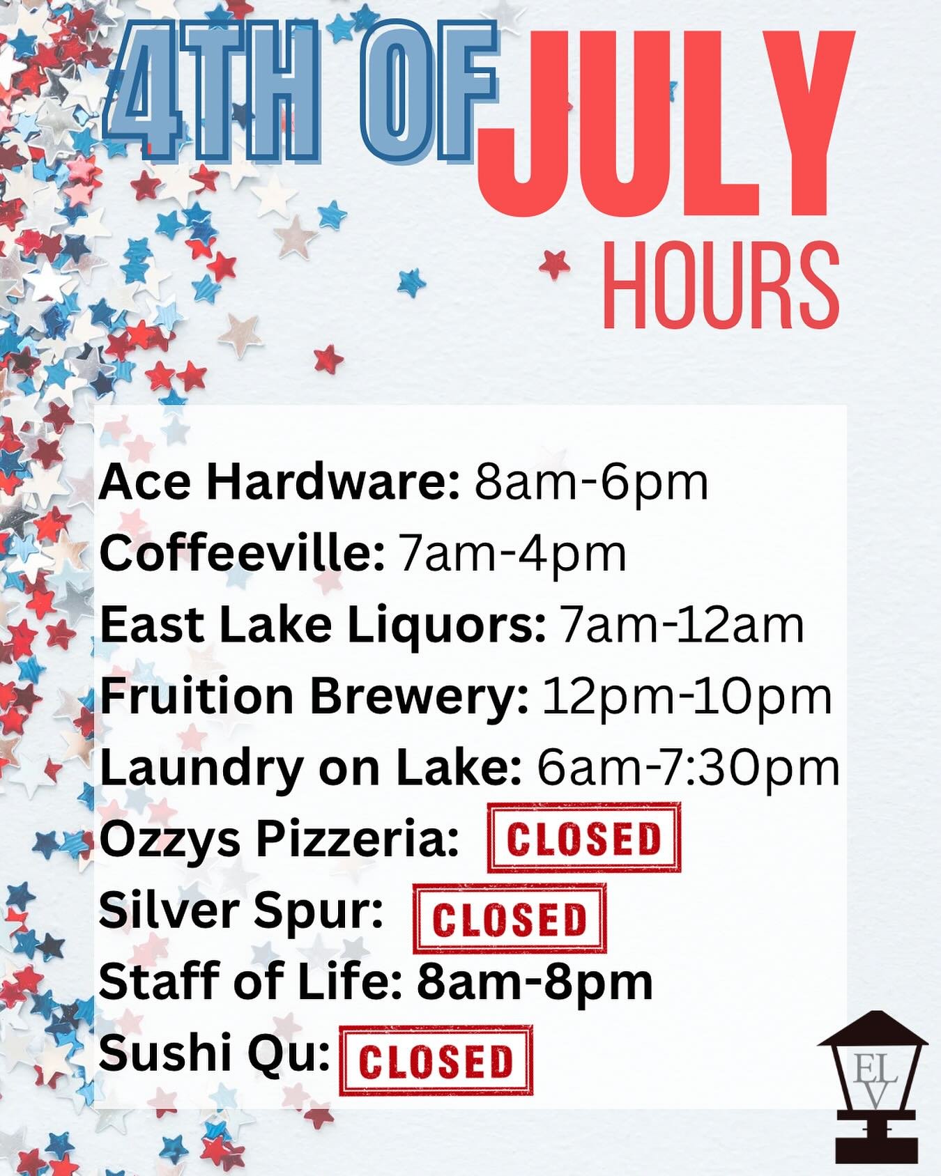 Have a safe and happy 4th of July! 💥 🇺🇸 Many of our businesses will be open and ready to serve you! 

Also, our shopping center is an 8 minute bike ride to the parade, so feel free to park and ride! Just park by East Lake Ave, to save spaces for t