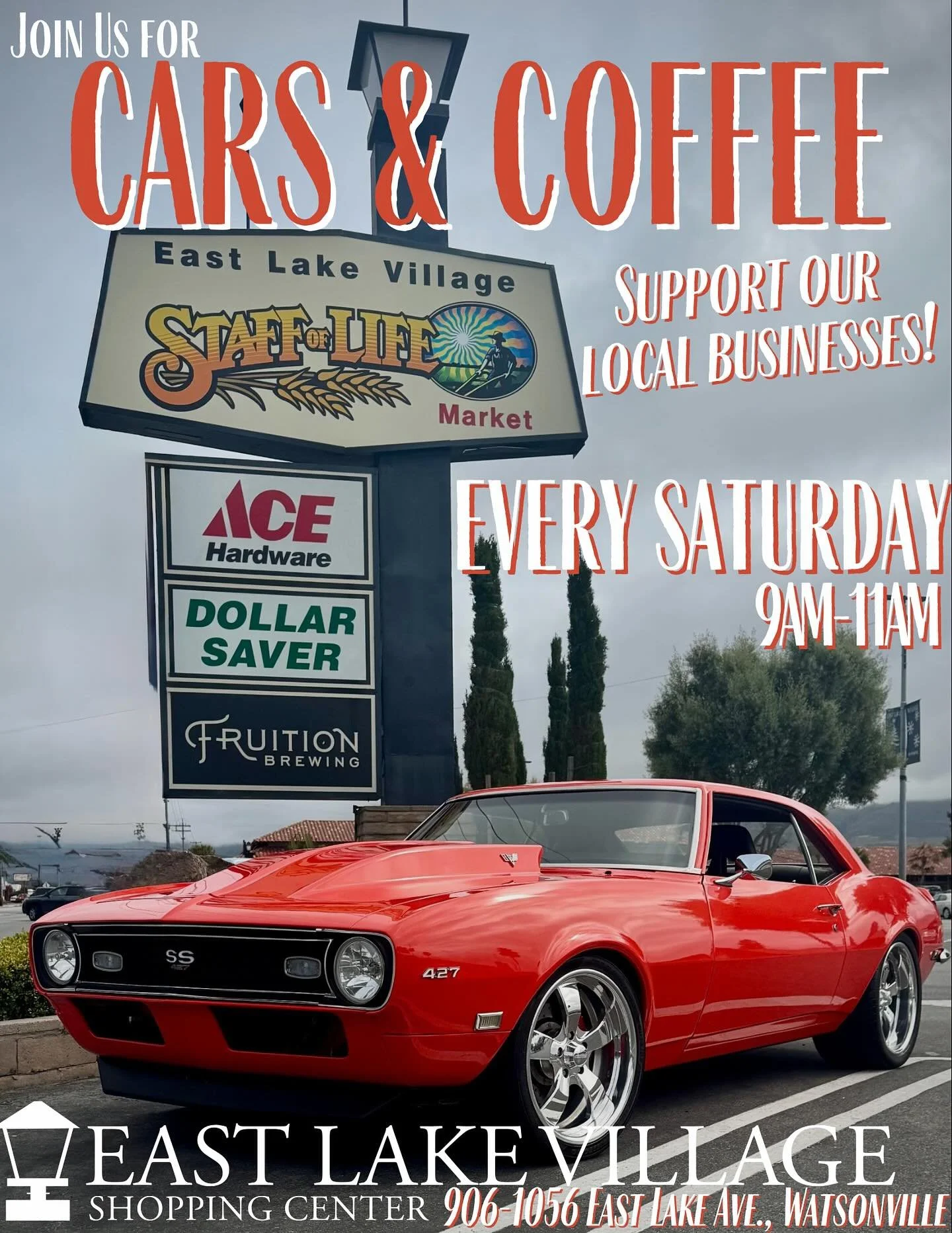 Ready, set, rev! 🚗☕ Join us tomorrow morning at East Lake Village Shopping Center for Cars &amp; Coffee from 9 AM to 11 AM. Cruise in to check out stunning classics, sleek modern rides, and everything in between&mdash;all while supporting local shop