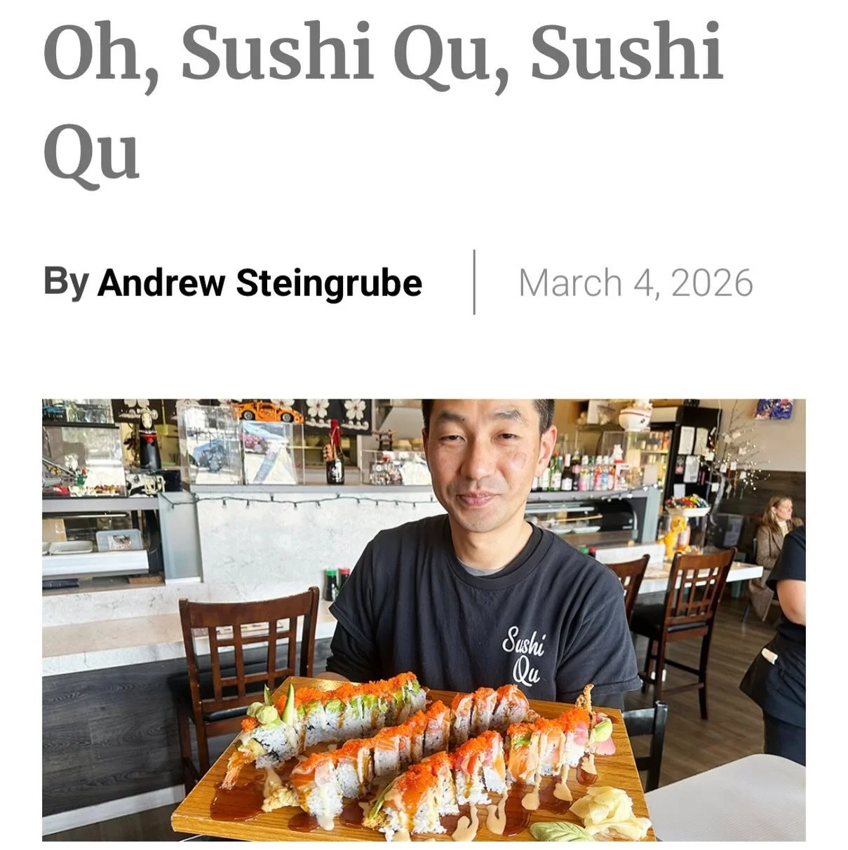 Sushi Qu made the Good Times 👀🍣 
Roll through and grab your favorite sushi, and celebrate our hometown spot getting some major love.

#SushiQu #EastLakeVillage #WatsonvilleEats #GoodTimesFeature #SupportLocal