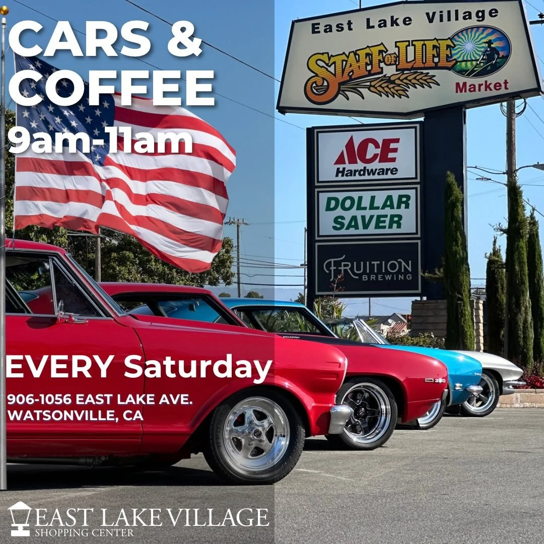Start your Memorial Day weekend with horsepower, hot coffee, and hometown vibes at East Lake Village this Saturday, 9&ndash;11am.

Roll in, fuel up, talk cars&mdash;and then stick around to eat, shop, and support our local businesses all morning long