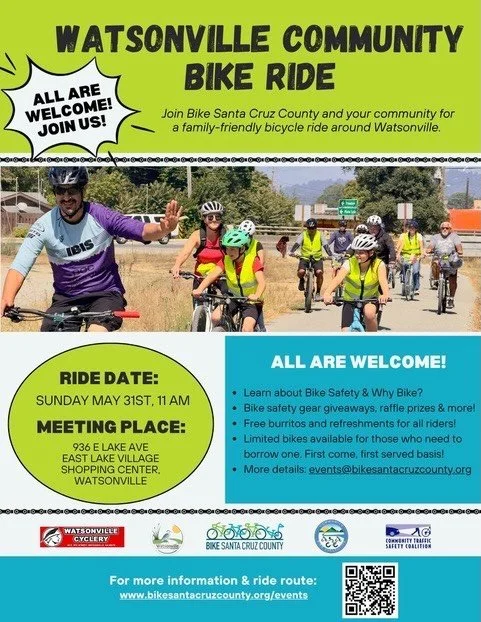 🚴&zwj;♀️ ALL ARE WELCOME! 🚴&zwj;♂️
We&rsquo;re so excited to partner with @bikesantacruzcounty again for the Watsonville Community Bike Ride! Join us THIS SUNDAY, May 31st at 11 AM for a family-friendly ride around our beautiful Watsonville communi