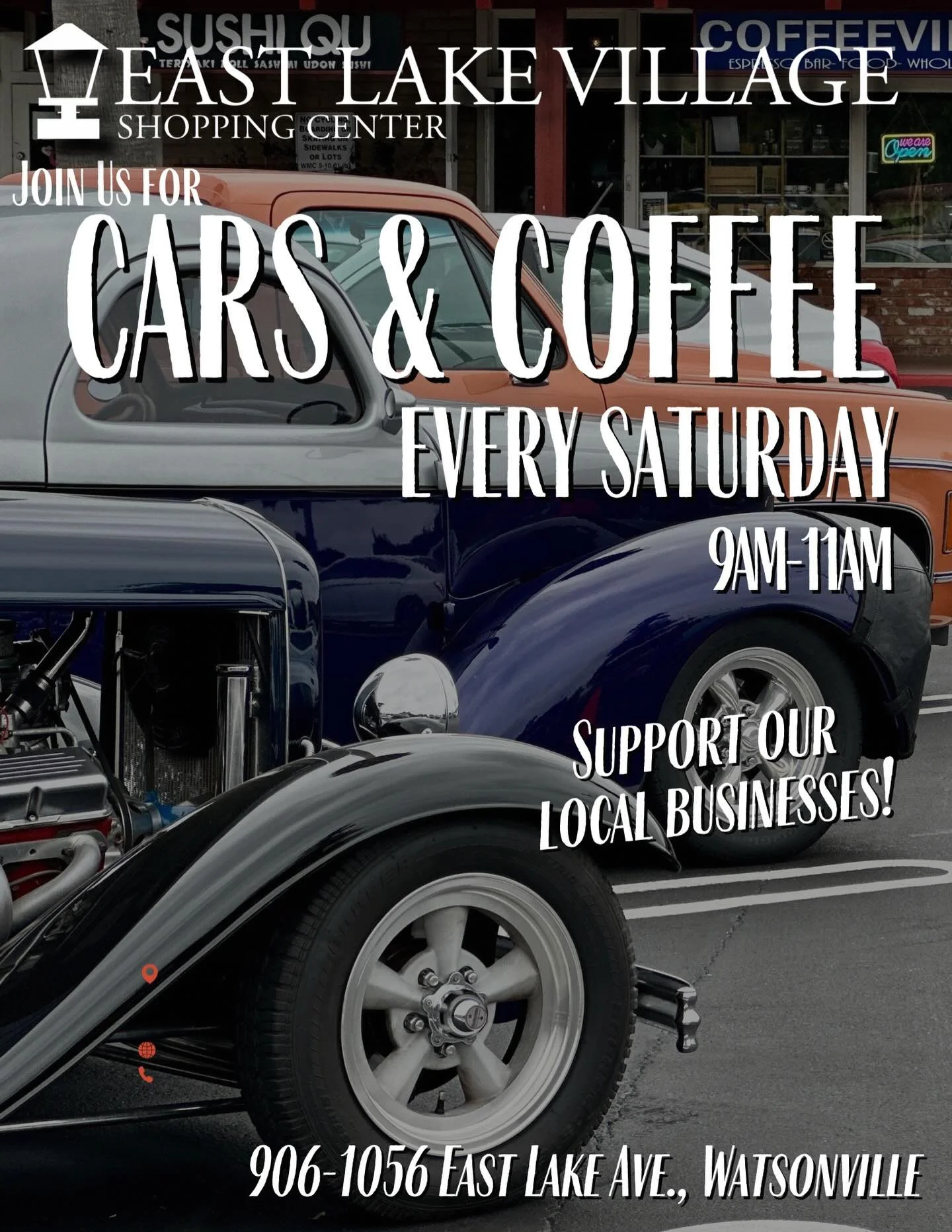 Rev up your Saturday morning at East Lake Village! ☕🚗
Join us for Cars &amp; Coffee THIS SATURDAY, 9-11 AM. Grab your favorite brew, admire some stunning rides, and explore the amazing local businesses that make our community special. 

Whether you&