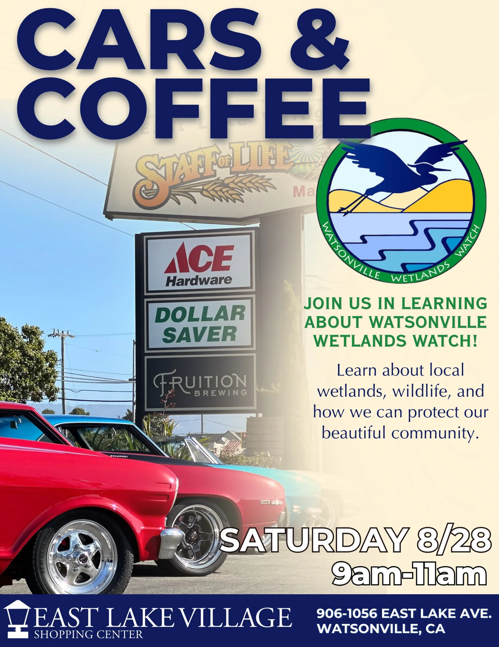 🚗☕ Cars &amp; Coffee is back this Saturday!

This week, we&rsquo;re excited to welcome @watsonvillewetlands ! 🌿🦆 Stop by to learn more about our local wetlands, wildlife, and the incredible work being done to protect the Pajaro Valley.

Come check