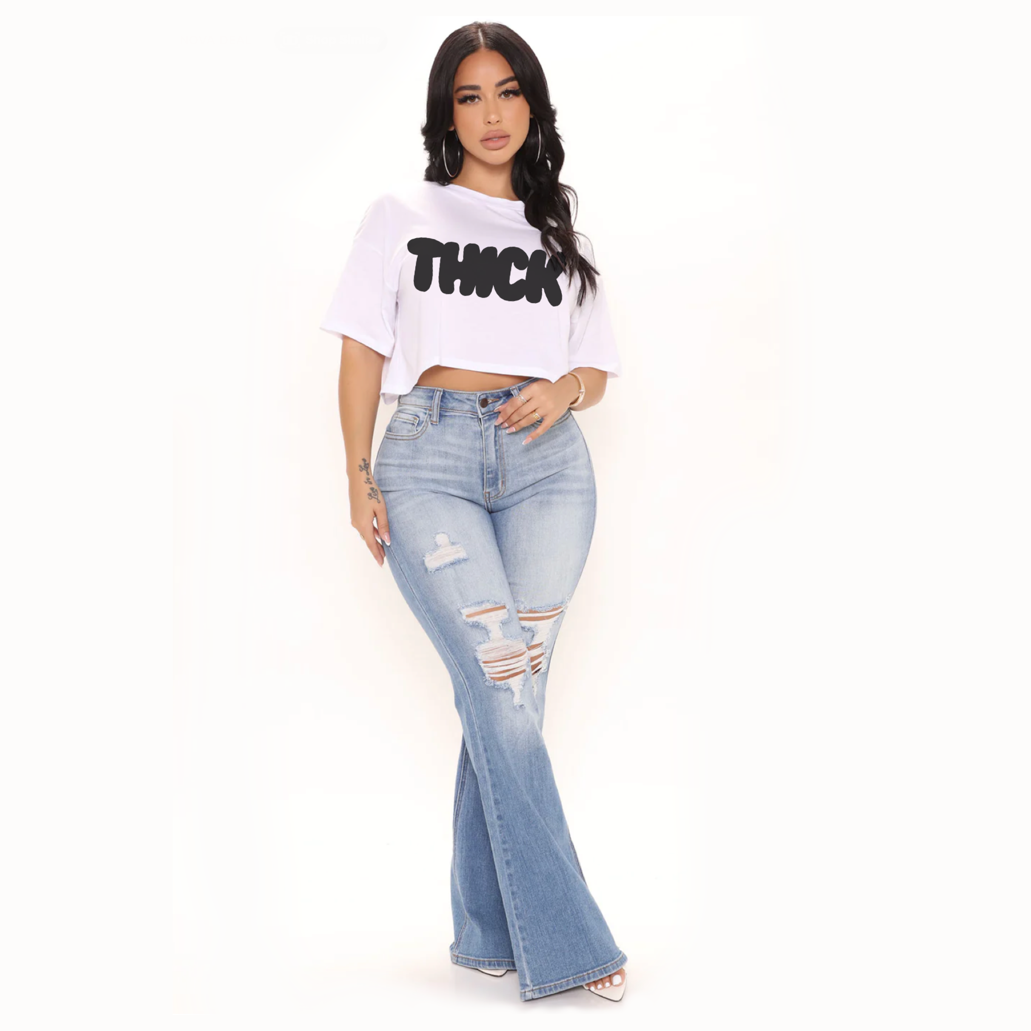 Thick White Cropped Tee