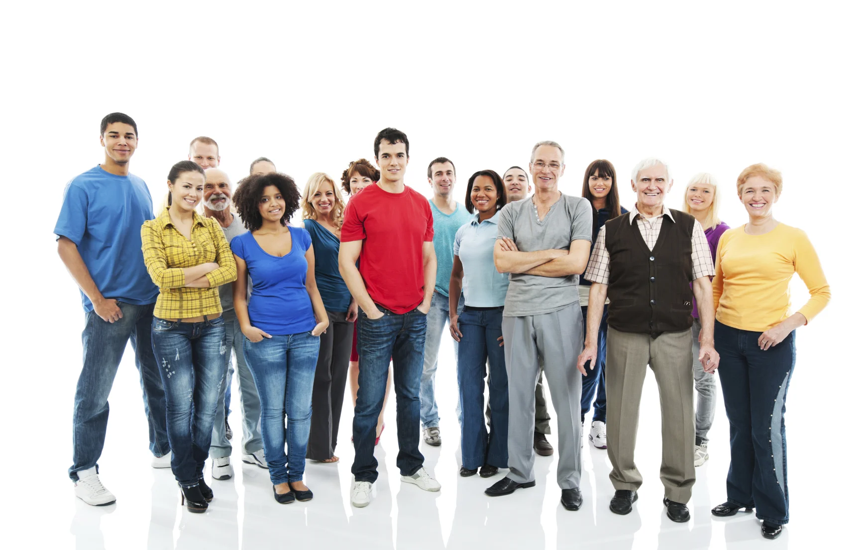 Large Group of Happy People standing together.