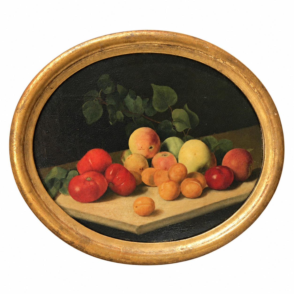Antique Fruit Still Life in Oval Frame.png