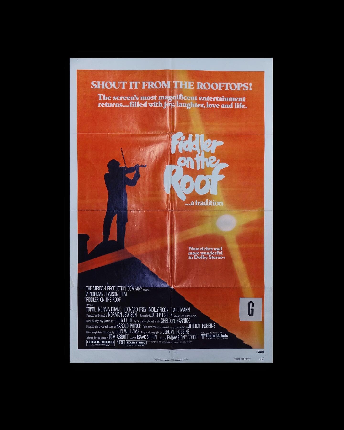Fiddler on the Roof 1979 Re-release. 1971. US One Sheet #fiddlerontheroof #normanjewison #topol #70smovies #americancinema