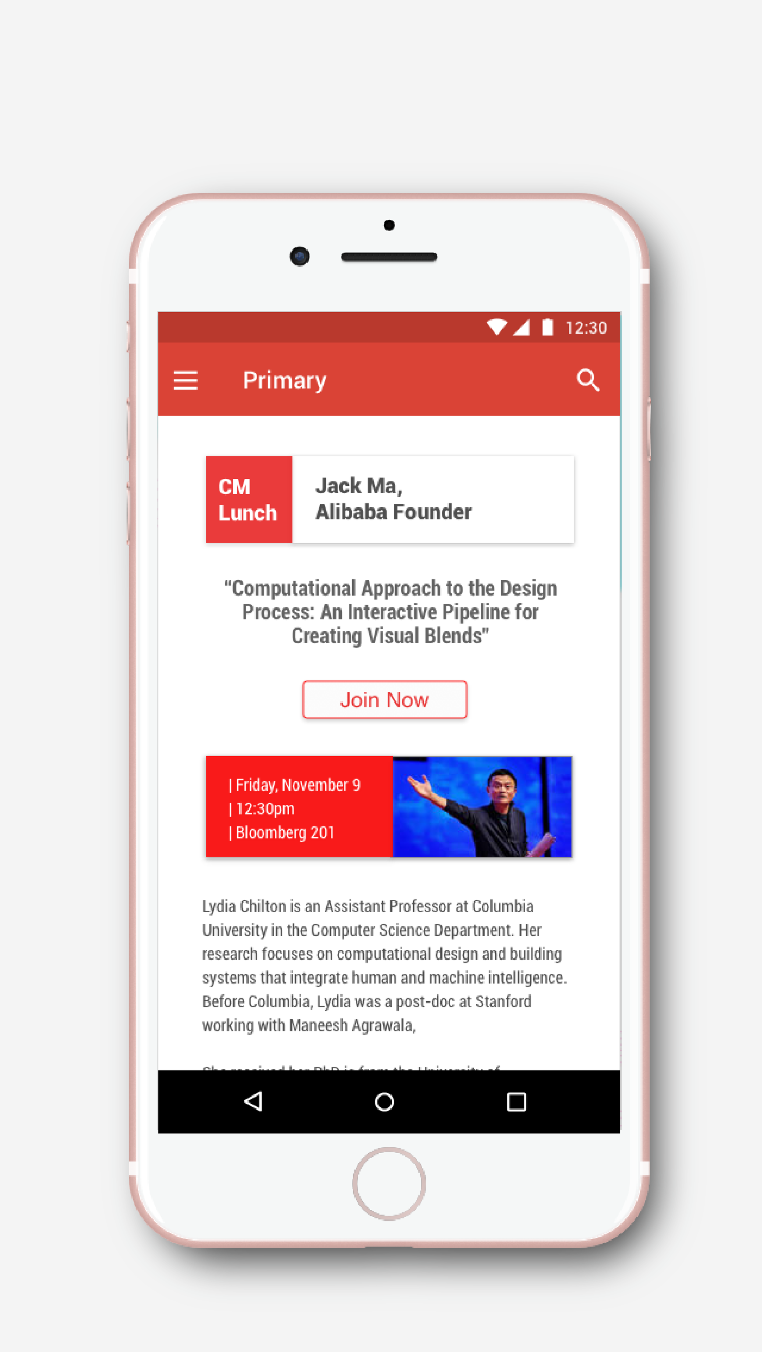 Sign Up page in email