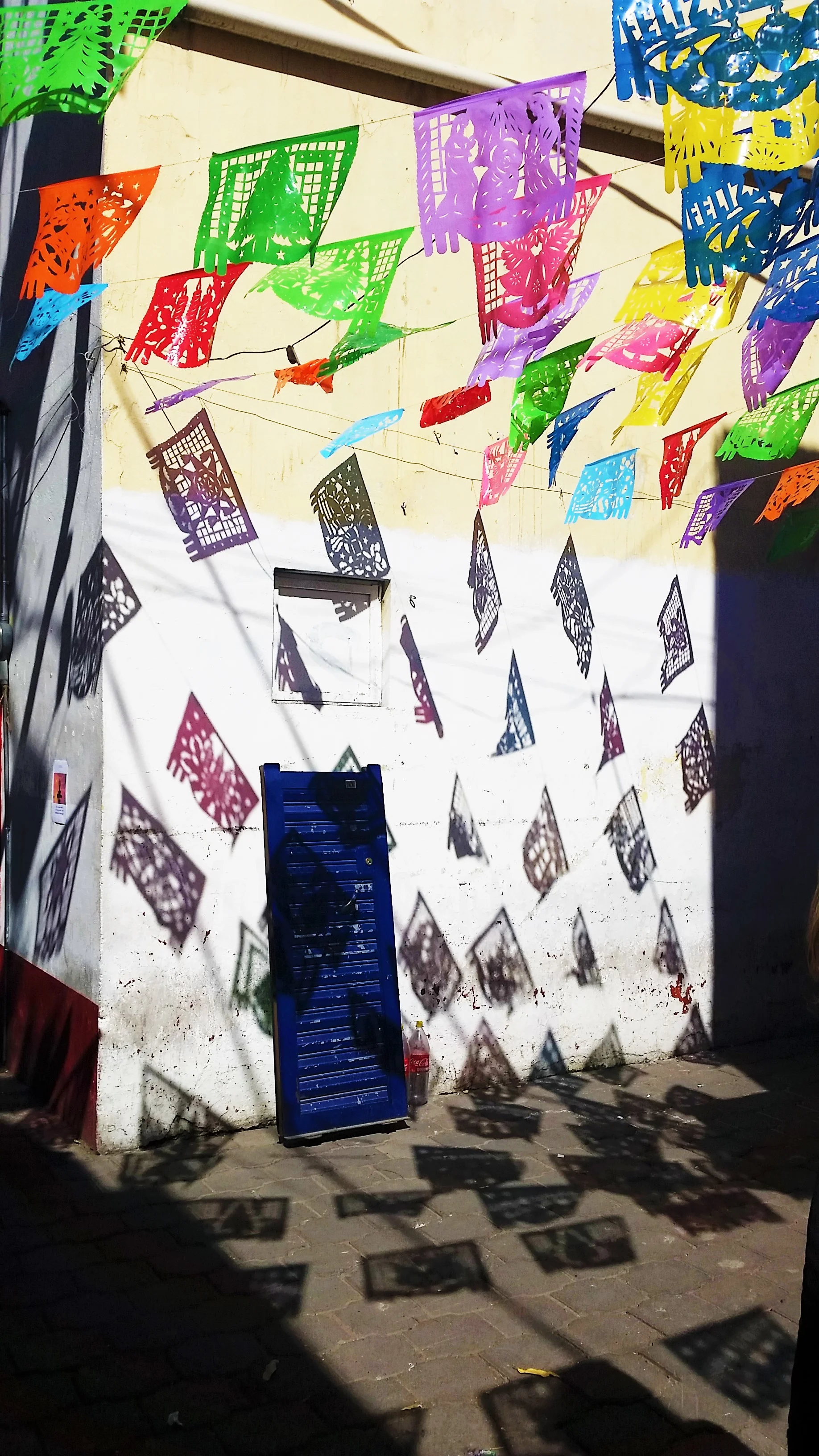 Flags hang in Mexico City, Mexico.