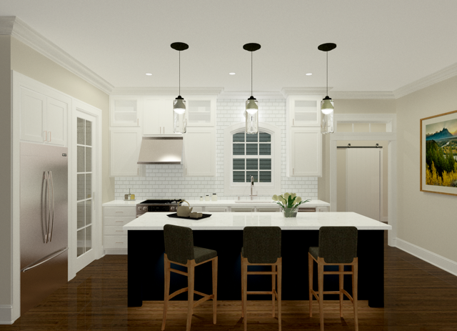 A 3-D rendering of the kitchen