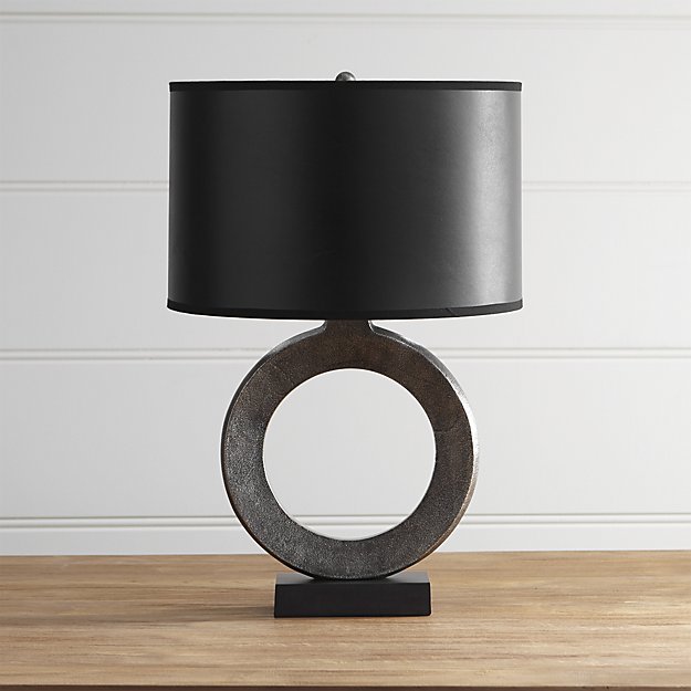 Crest Silver Table Lamp with Black Shade