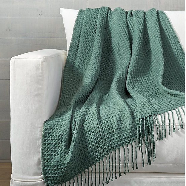 Cecil Teal Waffle Weave Throw