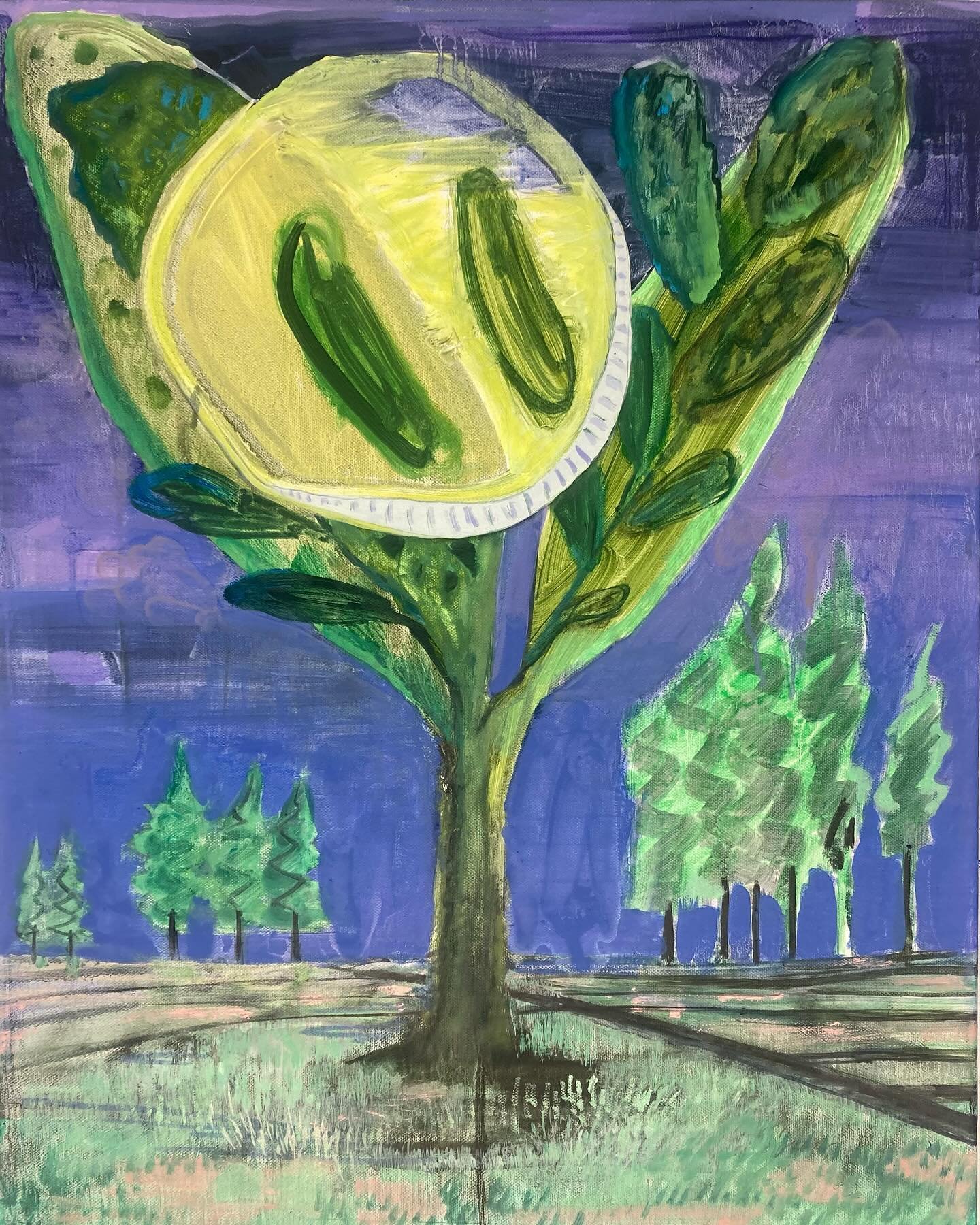 Hey there&hellip;
Tree Caught Holding the Moon in its Arms, 2024, oil, canvas, 20&rdquo; x 16&rdquo;
