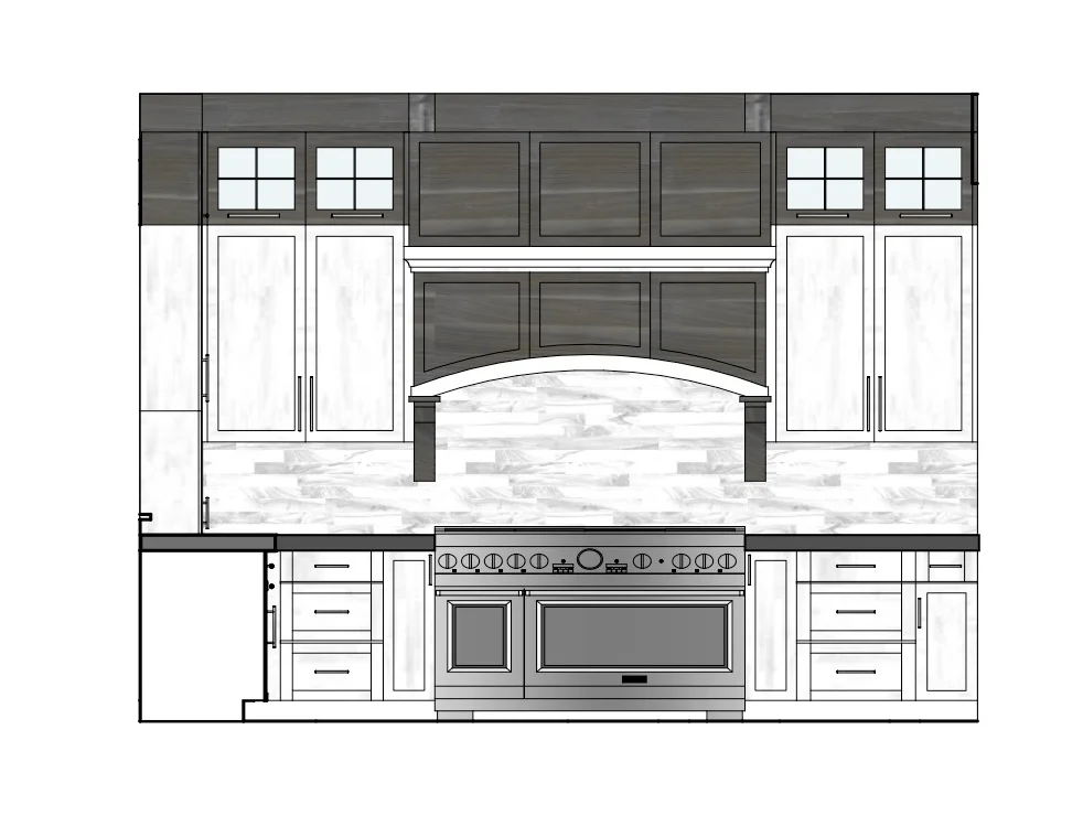 Interior Elevation @ Range Wall w/ Custom Vent Hood