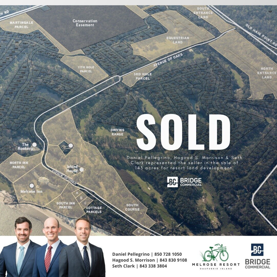 Congratulations to these boys on another successful sale! 👏🏻⁠
⁠
Daniel Pellegrino, Seth Clark &amp; Hagood Morrison. Jr represented the seller in the land closing for Resort &amp; Land Development.⁠
⁠
143 Acres Sold! | For More Information Call Us 