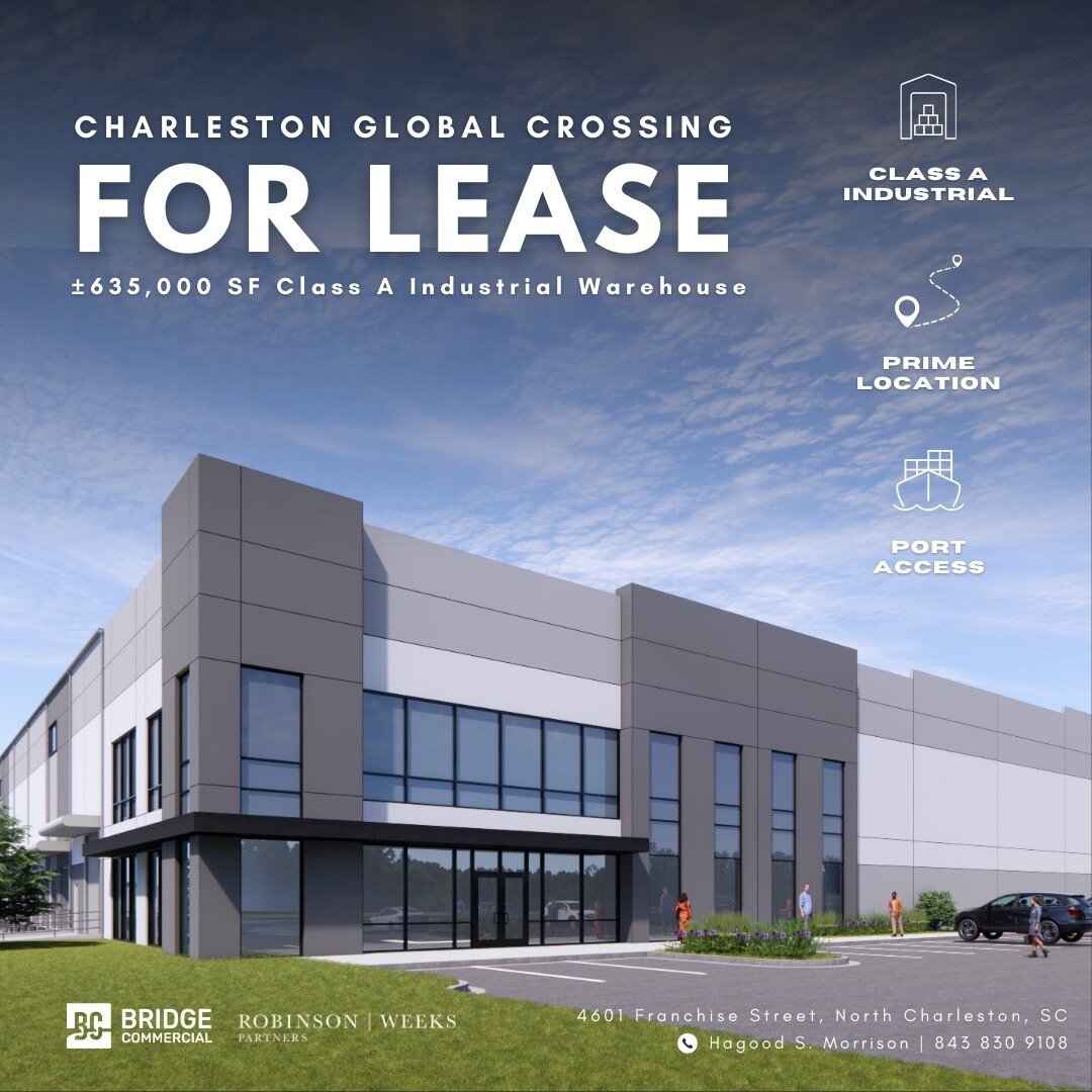 Charleston Global Crossing - &plusmn;635,000 SF For Lease!⁠
⁠
Construction is underway at this Class A industrial cross-dock building. Situated near Dorchester Road, the site is in close proximity to I-26 and I-526, as well as within six miles of Cha