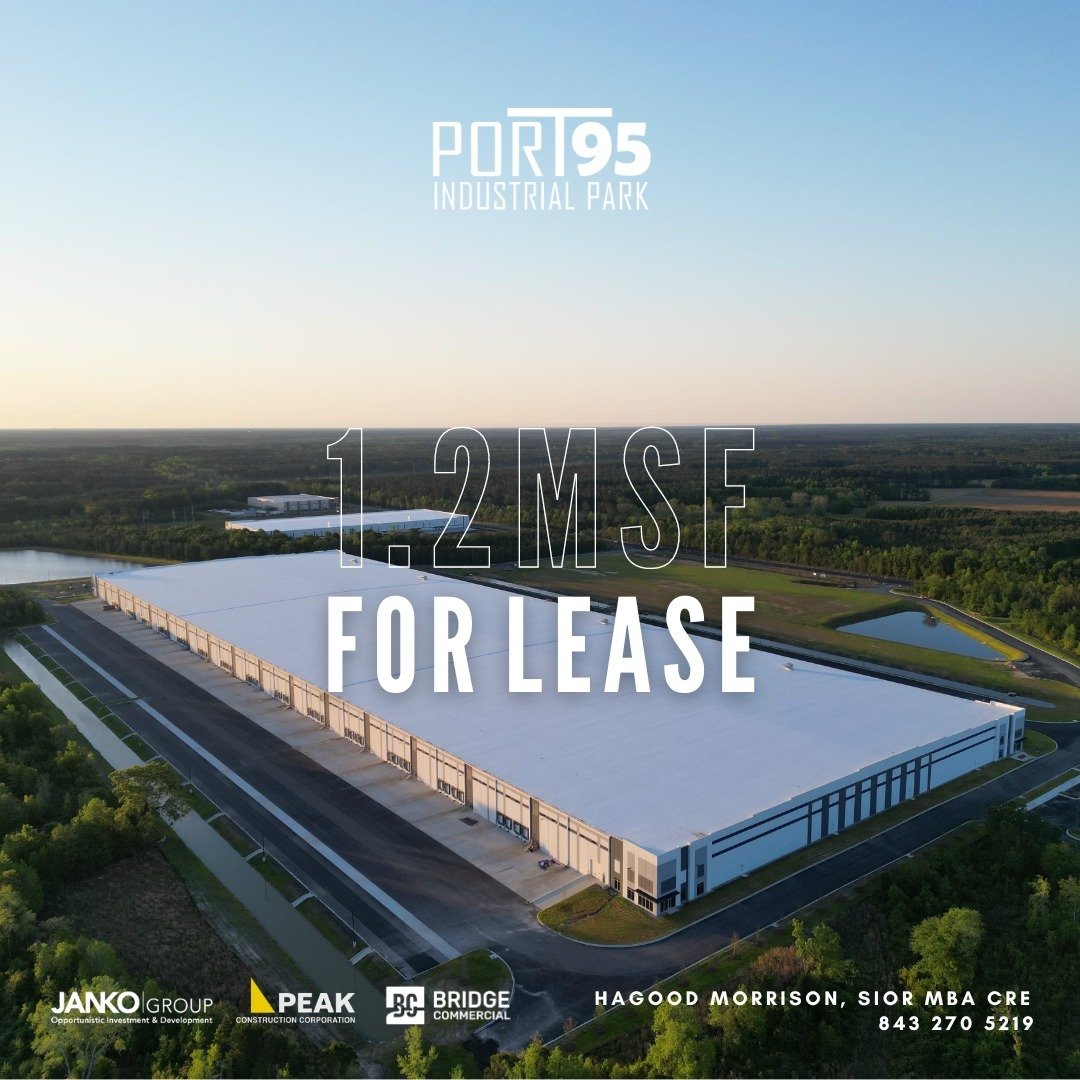 Happy Warehouse Wednesday!⁠
⁠
Port 95 Industrial Park - Two Buildings, Two Ports, Two Interstates. ⁠
⁠
Exciting News: Building 1 &amp; 2 are delivering in the coming weeks!⁠
⁠
⁠&plusmn;1,219,772 SF Industrial Park for lease. Positioned to capture inc