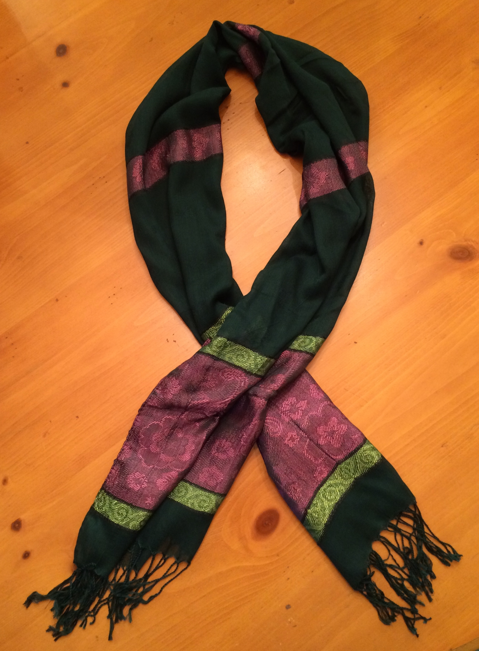 ViMa Dark Green - Fuschia Scarf