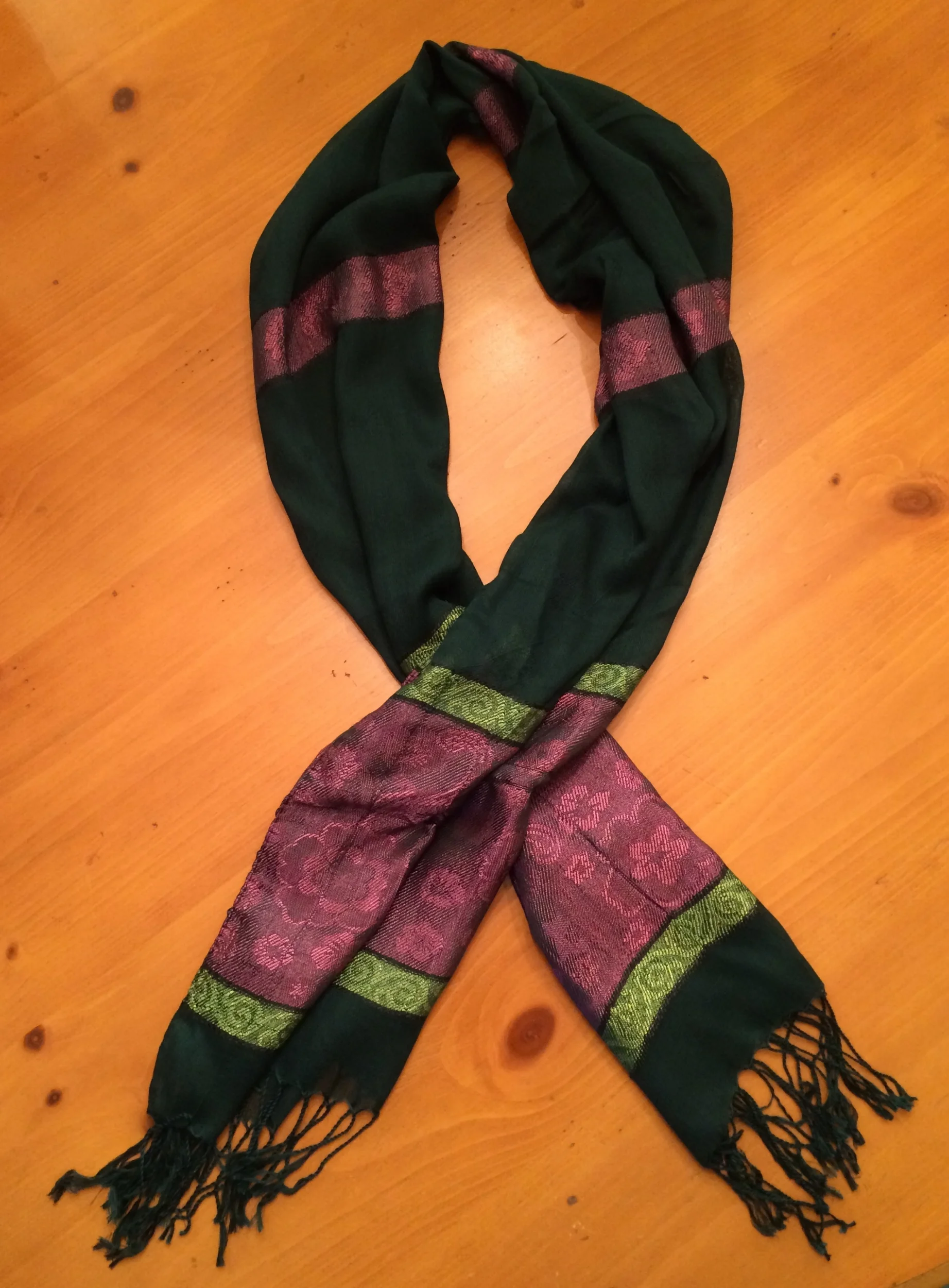 ViMa Dark Green - Fuschia Scarf (Final Sale)