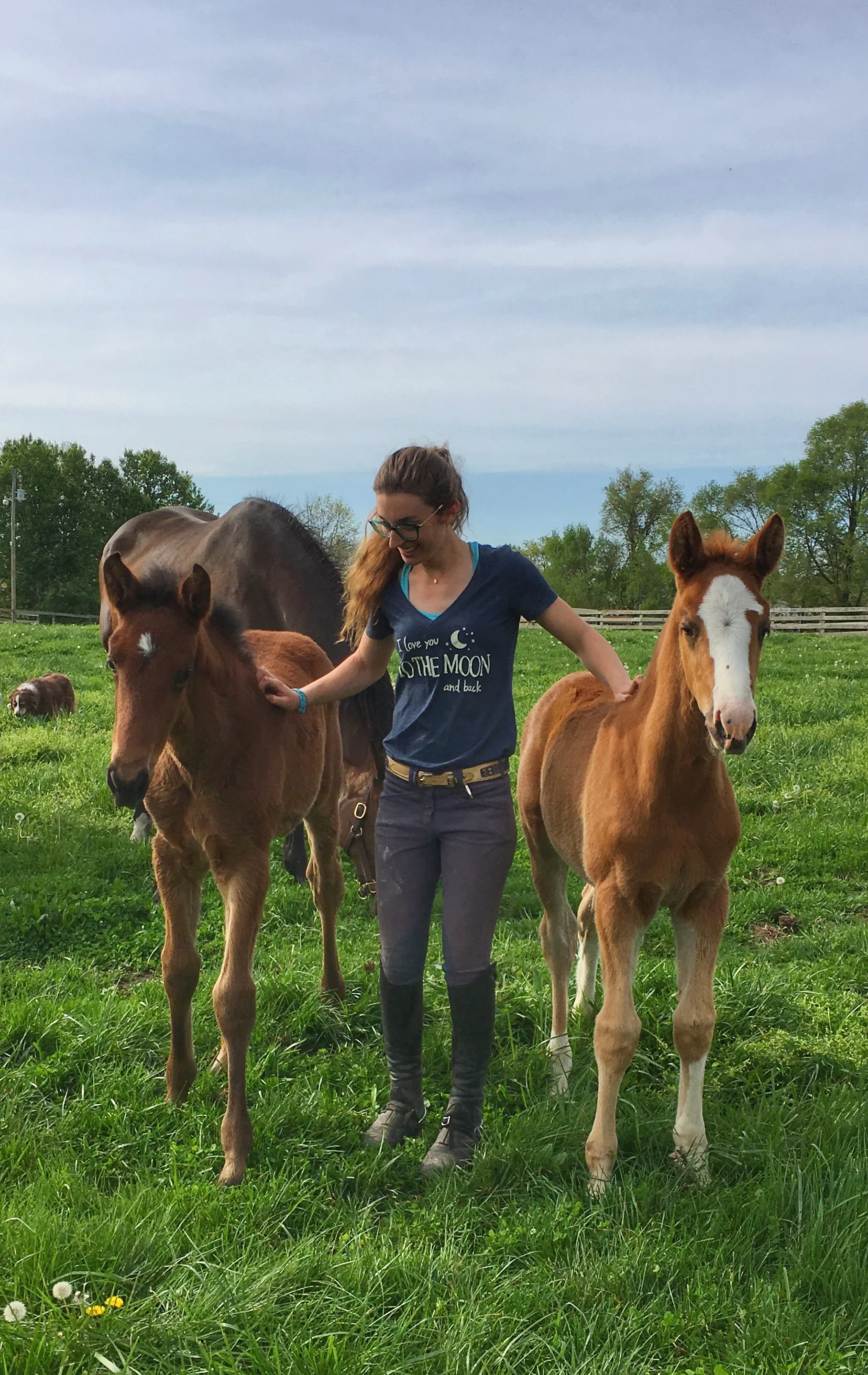 Anna Gaffney playing with the babies.