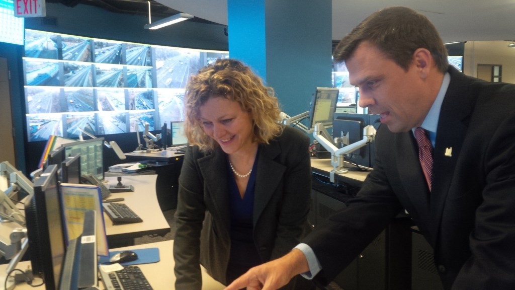 Touring our new and improved Traffic Operations Centre with the General Manager of Transportation Services Stephen Buckley