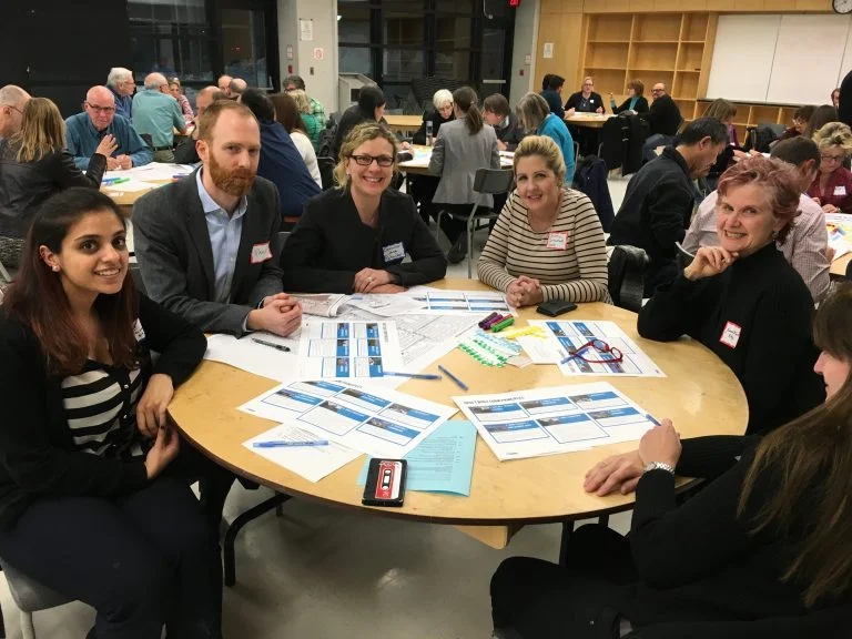 Brainstorming with residents, city staff and neighbouring Councillor Christin Carmichael Greb at the latest Midtown Planning Group meeting.
