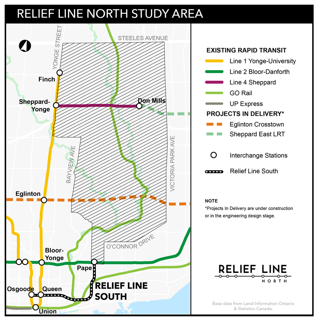 City staff are currently studying the alignment and potential station locations for the Relief Line North.
