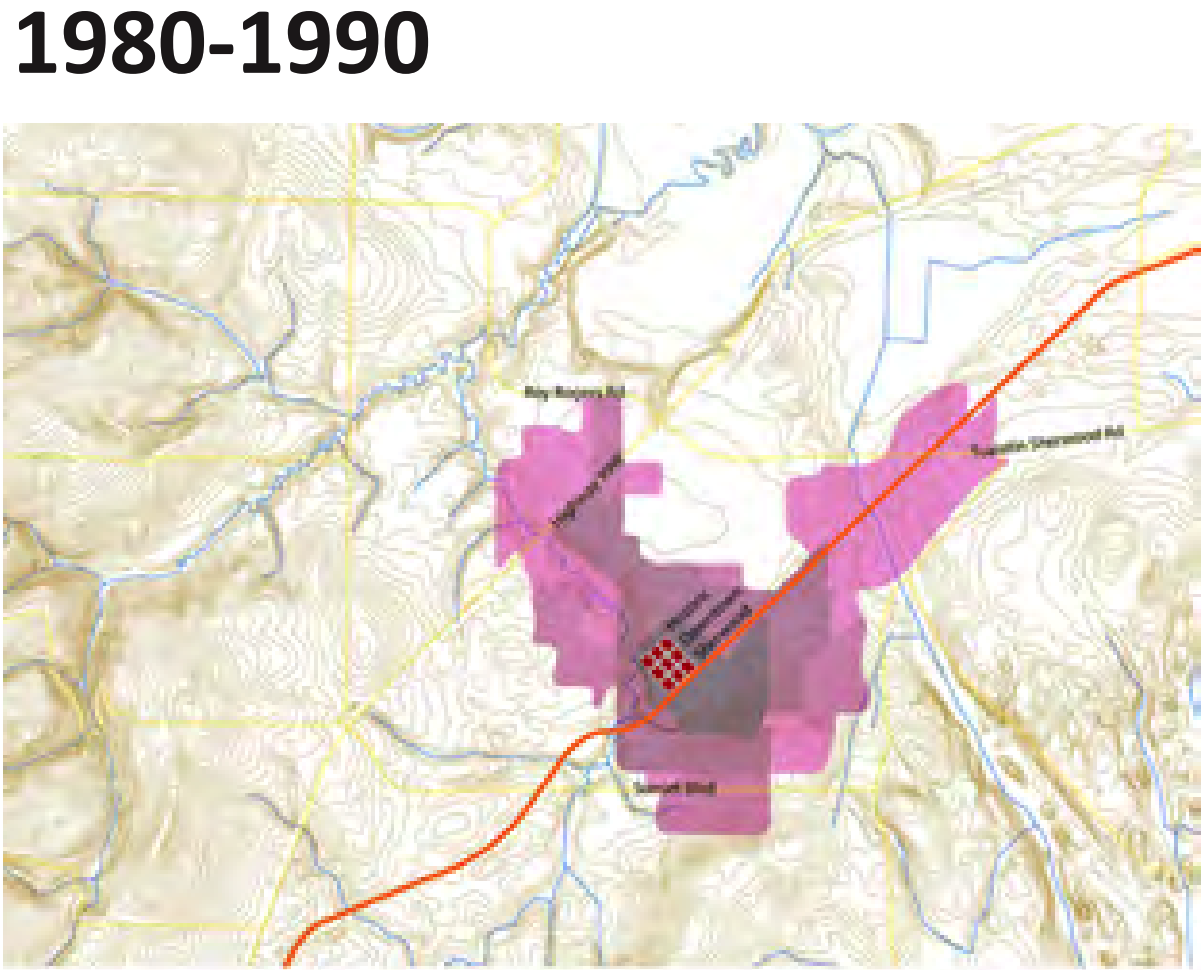Between 1980 and 1990, the pace of development dropped a little due to recession but the population still grew by about 700 people to 3,093.