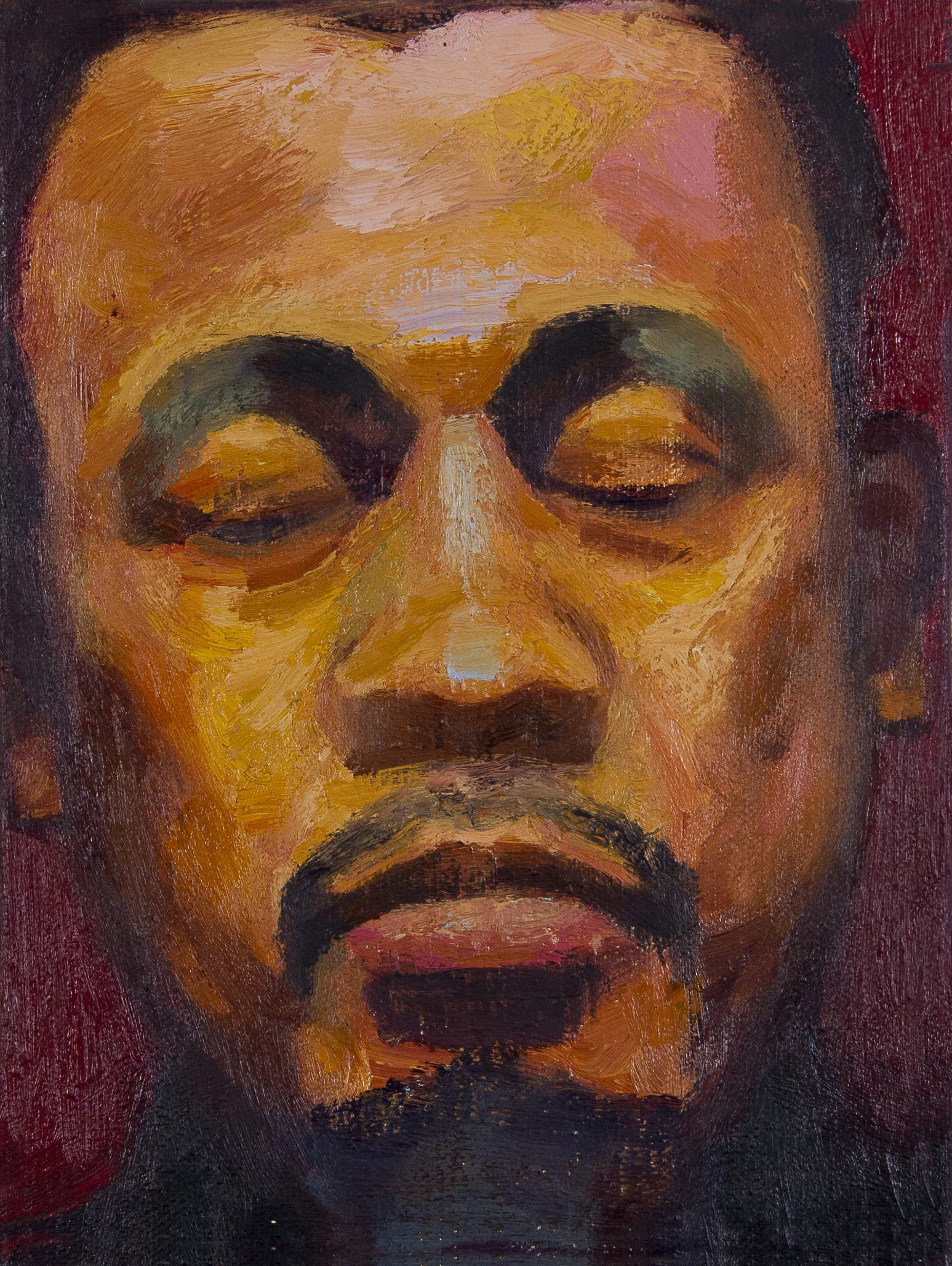 Richard Lewis, Charles Mingus, 2004, Oil on Linen, 9 x 12, Price Upon Request