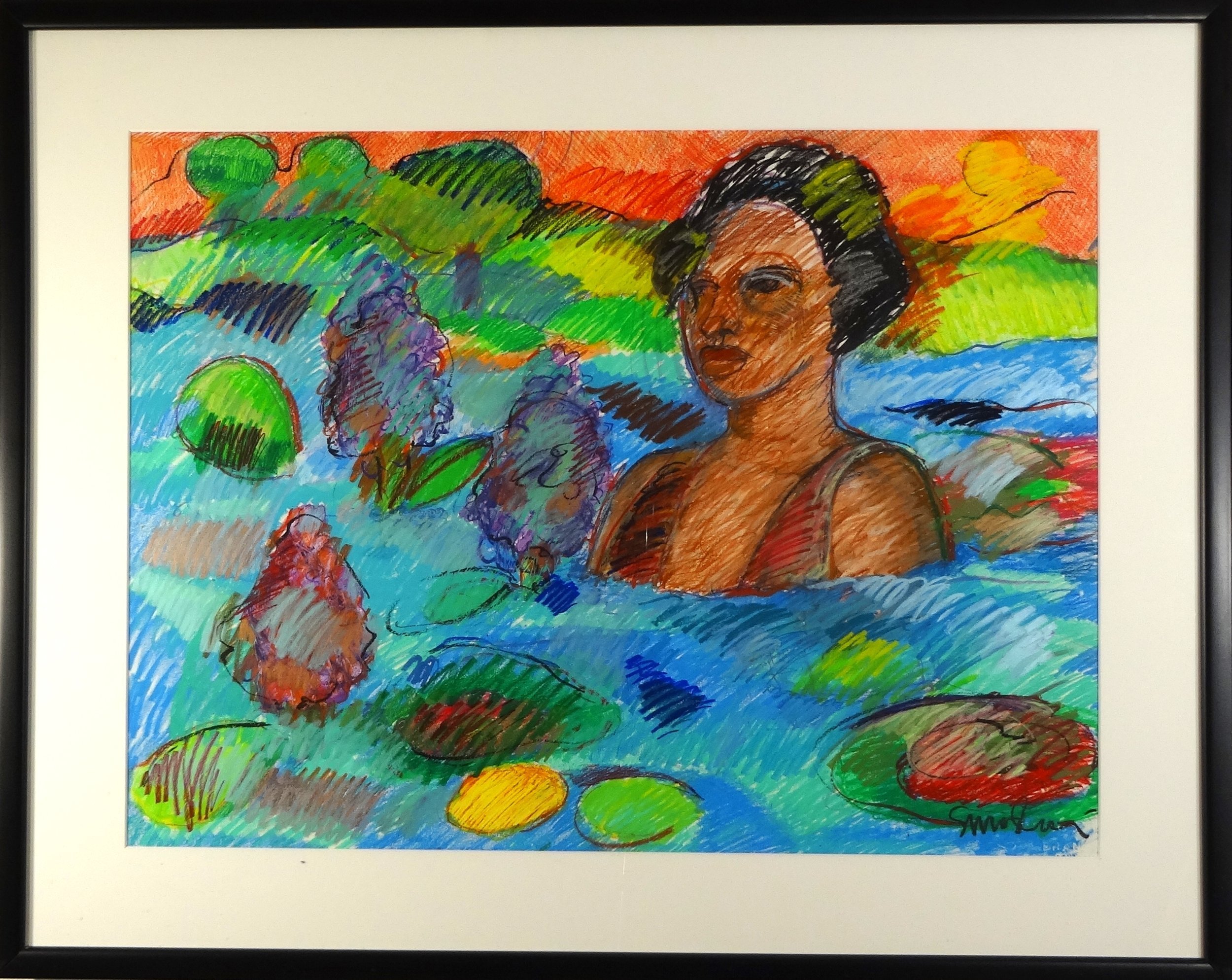 Shirley+Woodson+Bather+In+Floral+Pool+2006+Oil+Pastel+on+Paper+29.5+x+37.jpg