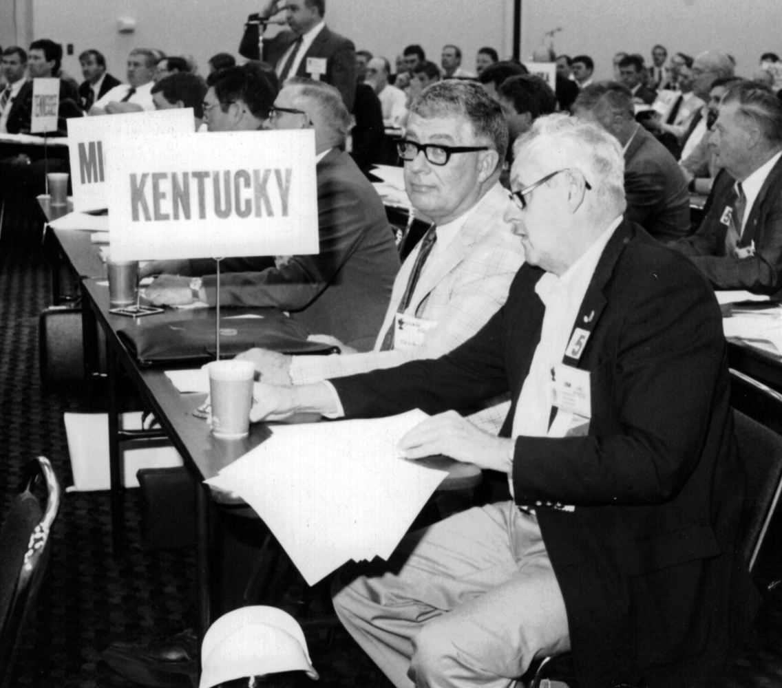 Jim Barton with Kenneth Hayden at 1980s Corn Congress.