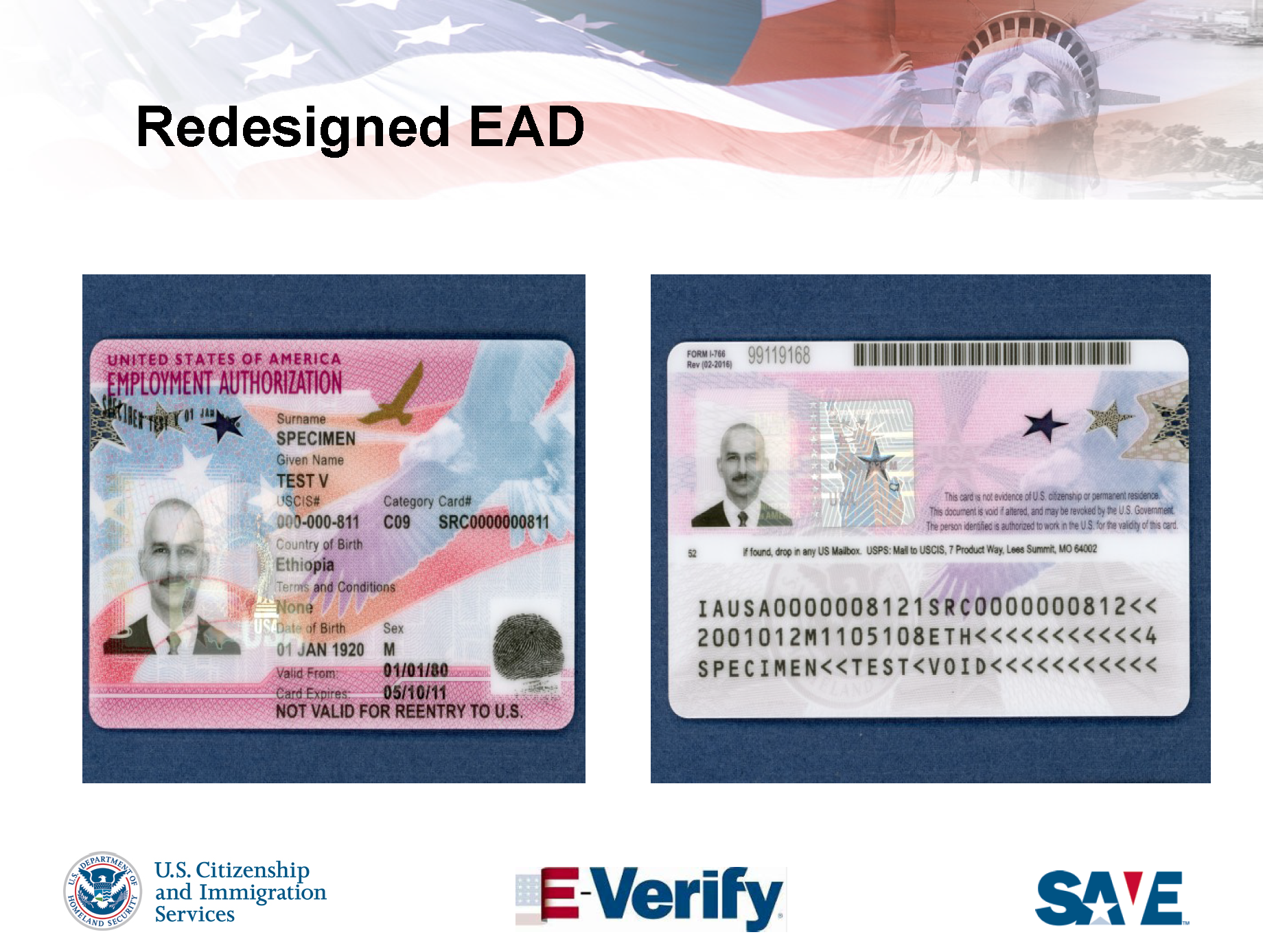 Uscis Powerpoint On Redesigned Green Card And Employment