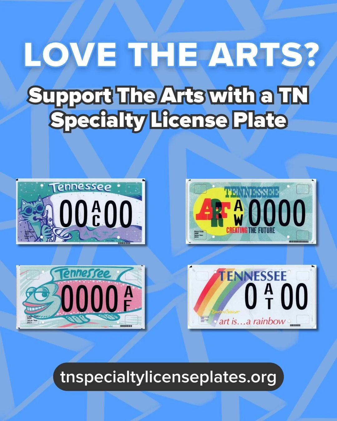 Show your love for the arts everywhere you go 🎨✨ Support creativity across Tennessee by getting a @TNArtsCommission Arts Plate &mdash;every plate helps fund arts programs in our communities! Get yours today (Link is also in bio): https://tnspecialty