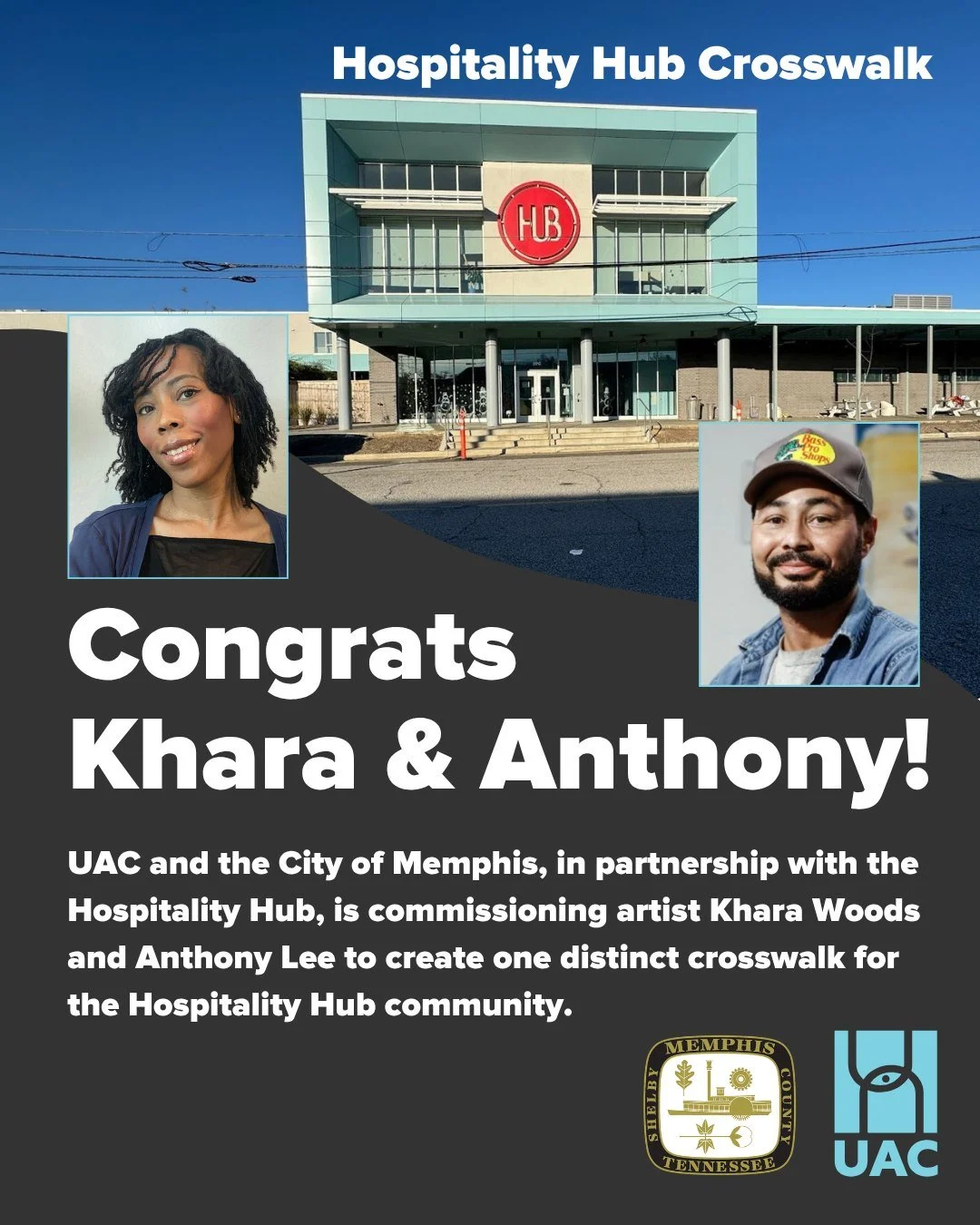Public art has the power to transform everyday spaces into places of connection. We&rsquo;re proud to announce Khara Woods @khara.woods and Anthony Lee @mrpnut77 as the selected artists for the Hospitality Hub Crosswalk project with UrbanArt Commissi