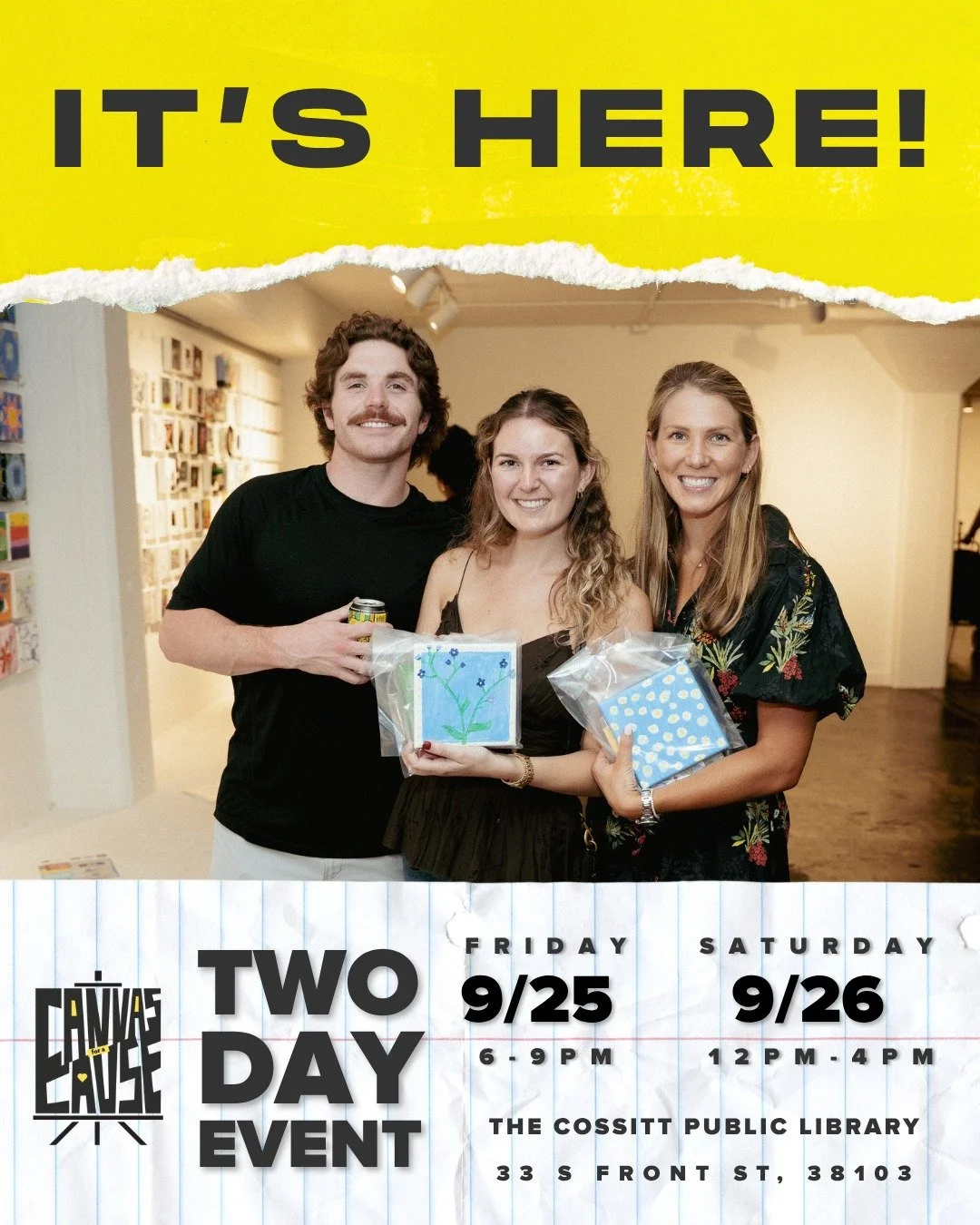 Canvas For A Cause 2026 is here! Calling all artists, creatives, and community members&mdash;be part of something meaningful this year! You can pick up your canvases starting today and turn your creativity into impact. Pickup and drop off are at our 