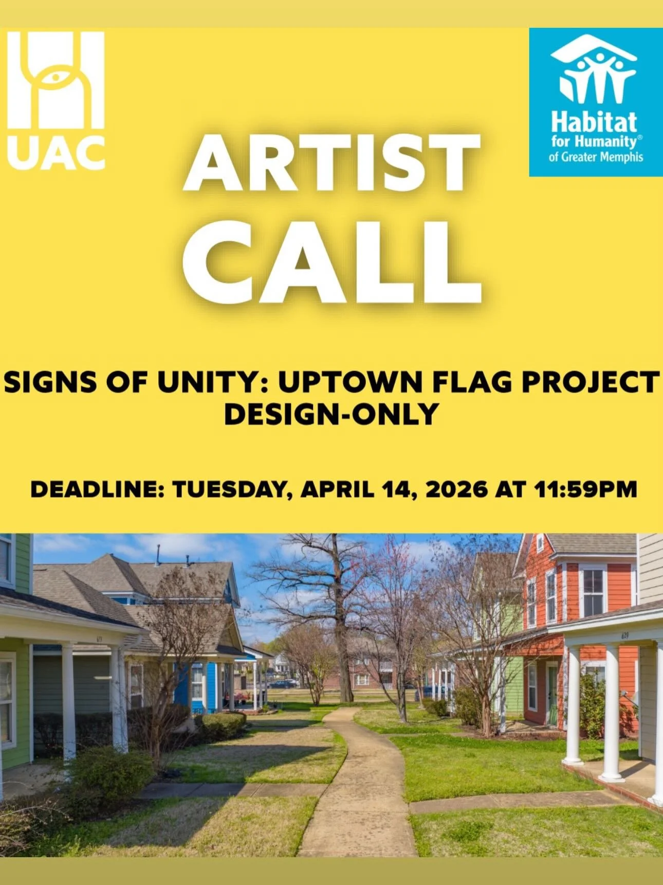UrbanArt Commission is proud to partner with Habitat for Humanity of Greater Memphis to launch the Signs of Unity: Uptown Flag Project.

This design-only opportunity invites Memphis-based artists to create a visual identity that will live throughout 
