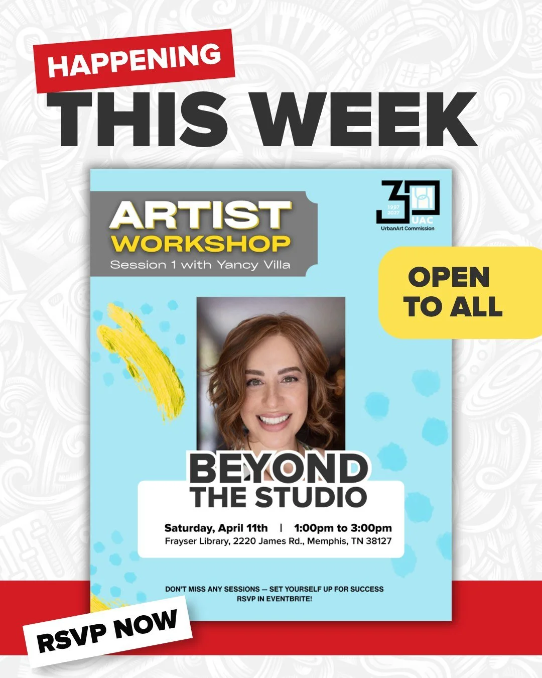 Calling all Memphis creatives 🎨 Join acclaimed artist and cultural practitioner Yancy Villa&mdash;a 2022 Kennedy Center Citizen Artist, 2024 Mosaic Changemaker Fellow, and contributor to the 2025 Venice Biennale&mdash;for a powerful workshop designe