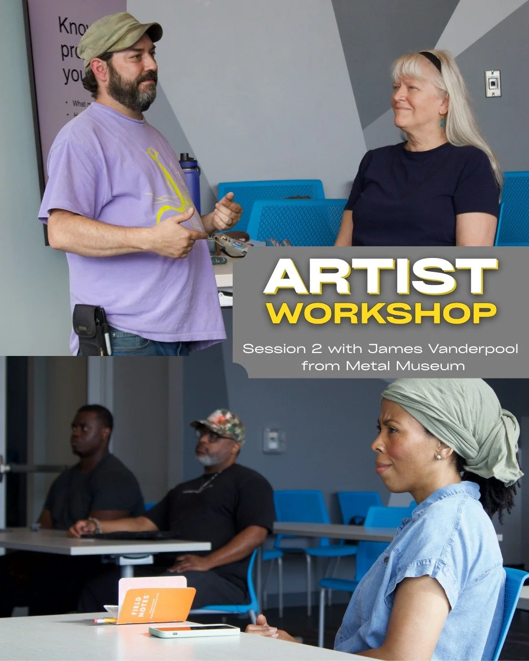 Earlier this week, James Vanderpool from the Metal Museum led the second workshop in our Artist Workshop Series. As Foundry Manager at the Metal Museum, James brought a wealth of knowledge and hands-on experience that made for an engaging and informa
