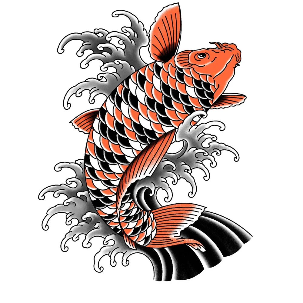 Koi and Waves $700 — Dean Kind, image size:1000x1000