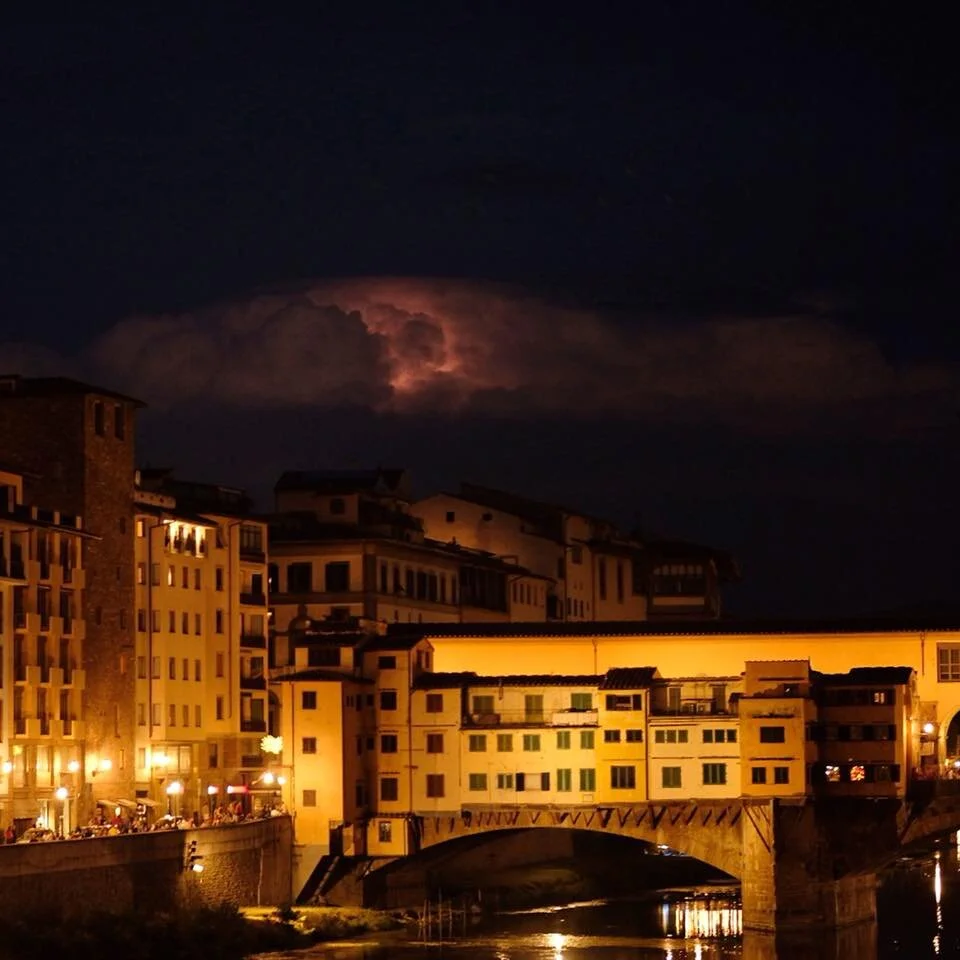 Thunder Clouds over nightly Ponte Vecchio